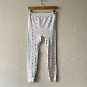 vtg 70s floral long johns waffle knit leggings coquette cottage winter boho pant